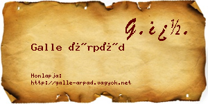Galle Árpád névjegykártya